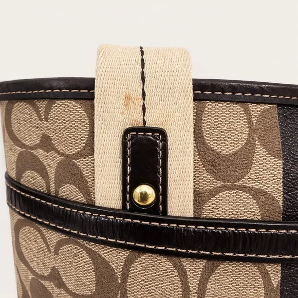 Coach Tan Signature Canvas Tote with Dark Brown Trim - Picture 7 of 11